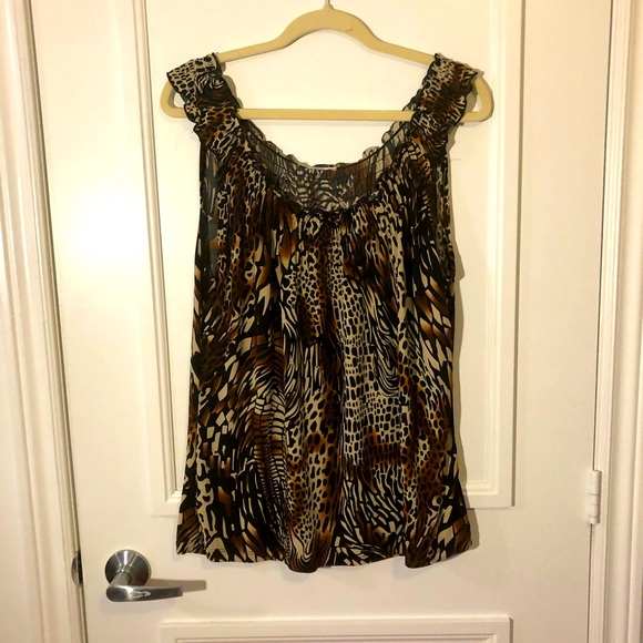 Leopard / Tiger Print Sleeveless Top, Women’s Size XL - Picture 2 of 6